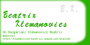 beatrix klemanovics business card